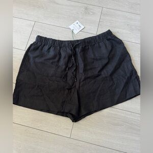 Black Linen Shorts AE77